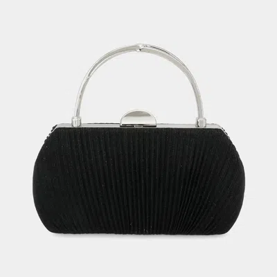 Fashnzfab Shimmery Evening Clutch / Top Handle Crossbody Bag In Black