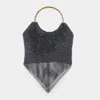 Fashnzfab Shimmery Evening Tote / Crossbody Bag In Black
