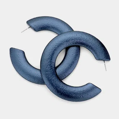 Fashnzfab Shimmery Hoop Earrings In Blue