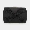 Fashnzfab Shimmery Knot Evening Clutch / Crossbody Bag In Black