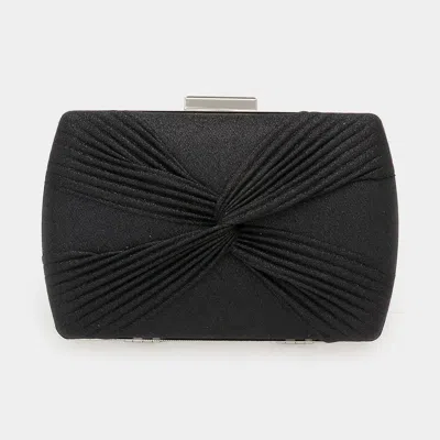 Fashnzfab Shimmery Knot Evening Clutch / Crossbody Bag In Black