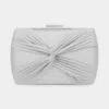 Fashnzfab Shimmery Knot Evening Clutch / Crossbody Bag In Silver
