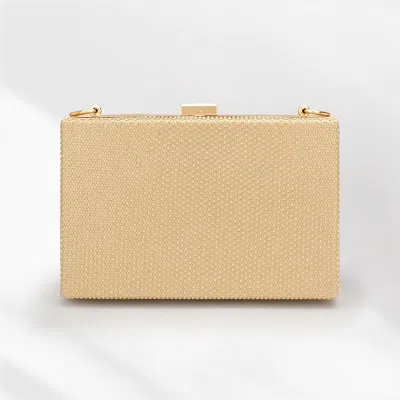 Fashnzfab Shimmery Rectangle Evening Clutch / Crossbody Bag In Gold