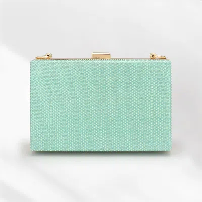 Fashnzfab Shimmery Rectangle Evening Clutch / Crossbody Bag In Green