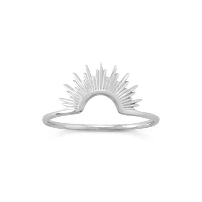 Fashnzfab Shine On! Shiny Silver Sunburst Ring In Metallic