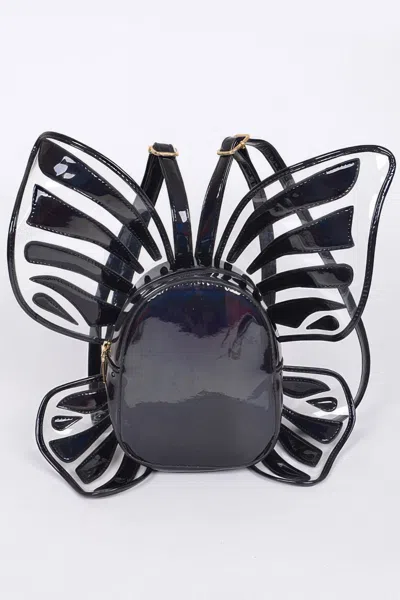 Fashnzfab Shiny Butterfly Inspired Unique Backpack In Silver