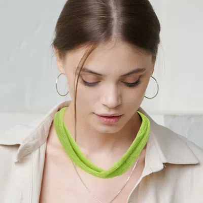 Fashnzfab Shiny Fabric Chiffon Scarf Necklace In Green