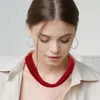 Fashnzfab Shiny Fabric Chiffon Scarf Necklace In Metallic