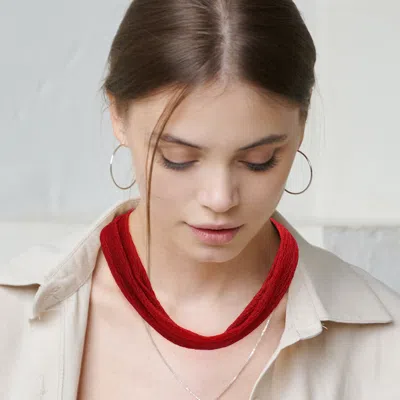 FASHNZFAB SHINY FABRIC CHIFFON SCARF NECKLACE