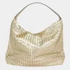 Fashnzfab Shiny Faux Leather Braided Shoulder Shopper Bag In Gold