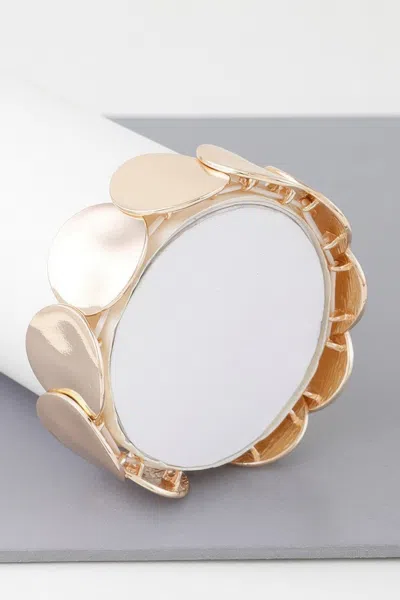 Fashnzfab Shiny Flat Disc Plate Bracelet In Gold