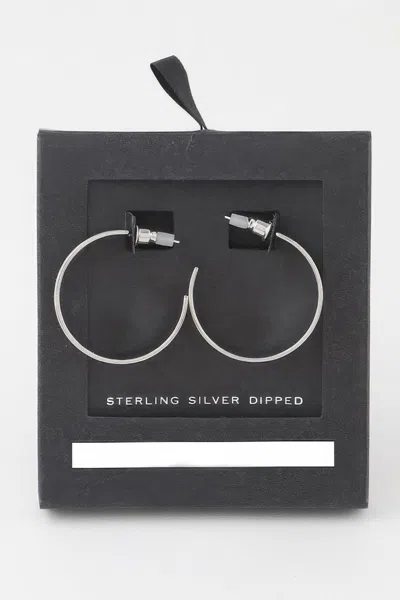 Fashnzfab Shiny Flat Hoop Earrings In Metallic
