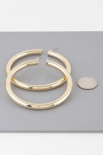 Fashnzfab Shiny Hoop Earrings In Gold