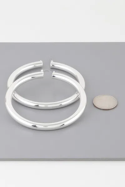 Fashnzfab Shiny Hoop Earrings In Silver