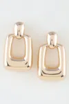 Fashnzfab Shiny Modern Frame Drop Earrings In Gold