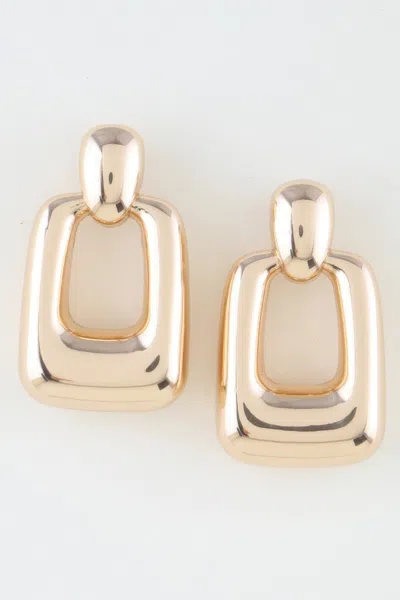 Fashnzfab Shiny Modern Frame Drop Earrings In Gold