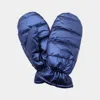 Fashnzfab Shiny Puffer Mitten Gloves In Blue