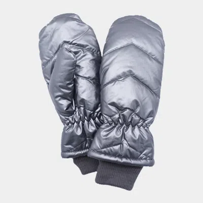 Fashnzfab Shiny Puffer Mitten Gloves In Gray