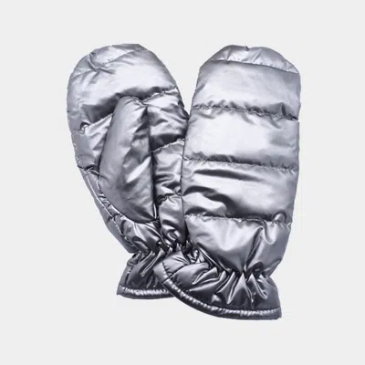 Fashnzfab Shiny Puffer Mitten Gloves Gray In Orange