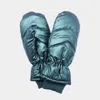 Fashnzfab Shiny Puffer Mitten Gloves In Blue