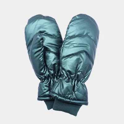 Fashnzfab Shiny Puffer Mitten Gloves In Blue
