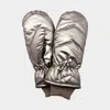 Fashnzfab Shiny Puffer Mitten Gloves In Neutral