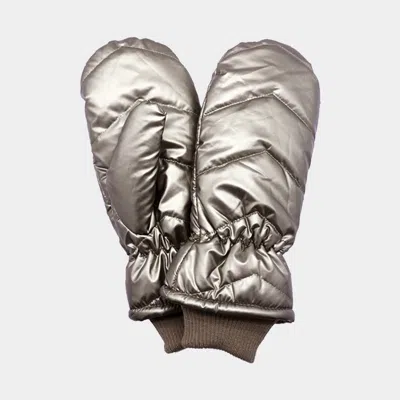 Fashnzfab Shiny Puffer Mitten Gloves In Neutral