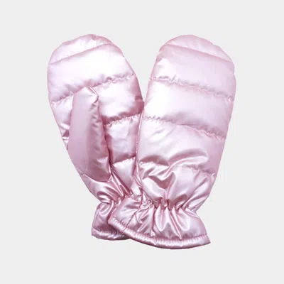 Fashnzfab Shiny Puffer Mitten Gloves In Pink