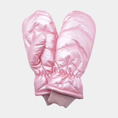 Fashnzfab Shiny Puffer Mitten Gloves In Pink