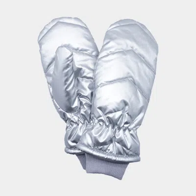 Fashnzfab Shiny Puffer Mitten Gloves In Gray