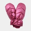 Fashnzfab Shiny Puffer Mitten Gloves In White