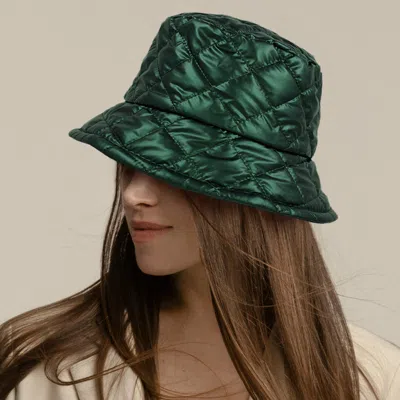 Fashnzfab Shiny Quilted Bucket Hat In Green