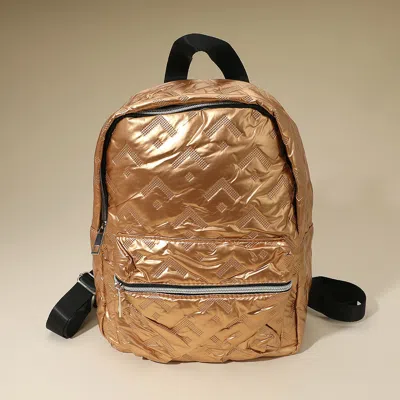 Fashnzfab Kids' Shiny Quilted Everyday Backpack Bag In Gold