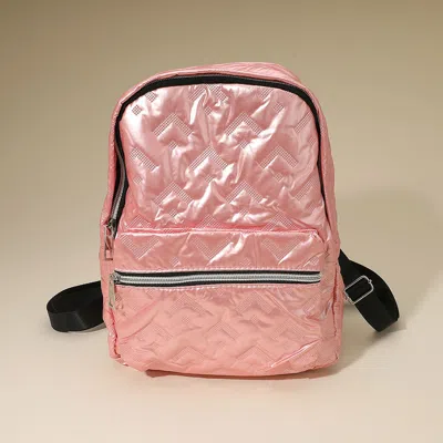 Fashnzfab Kids' Shiny Quilted Everyday Backpack Bag In Pink