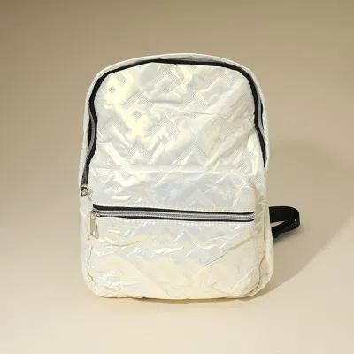 Fashnzfab Kids' Shiny Quilted Everyday Backpack Bag In White