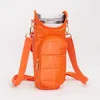 Fashnzfab Shiny Quilted Puffer Tumbler Carrier Holder Crossbody Bag In Orange