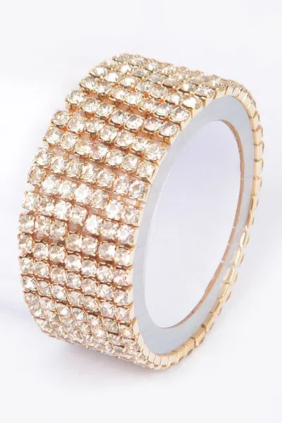 Fashnzfab Shiny Rhinestone Bracelet In Gold