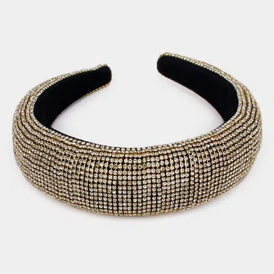 Fashnzfab Shiny Rhinestone Pave Headband In Gold