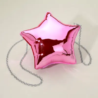 Fashnzfab Shiny Star Shaped Clutch Bag / Crossbody Bag In Pink