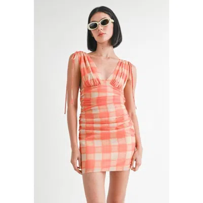 Fashnzfab Shirred Mini Dress With Shoulder Tie