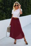 Fashnzfab Shirred Waist Asymmetrical Hem Flared Skirt