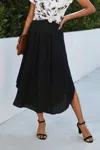 Fashnzfab Shirred Waist Asymmetrical Hem Flared Skirt
