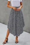 Fashnzfab Shirred Waist Asymmetrical Hem Flared Skirt