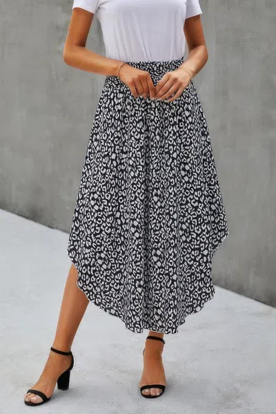 Fashnzfab Shirred Waist Asymmetrical Hem Flared Skirt