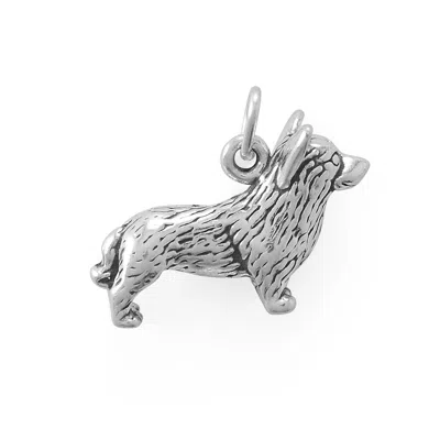 Fashnzfab Short & Sweet! Oxidized 3d Corgi Charm In Neutral