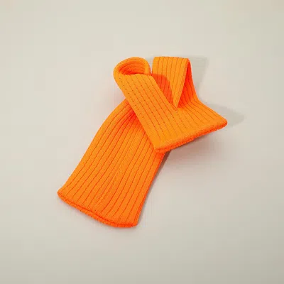 Fashnzfab Short Ribbed Knit Stretch Phone Pouch Phone Holder In Orange