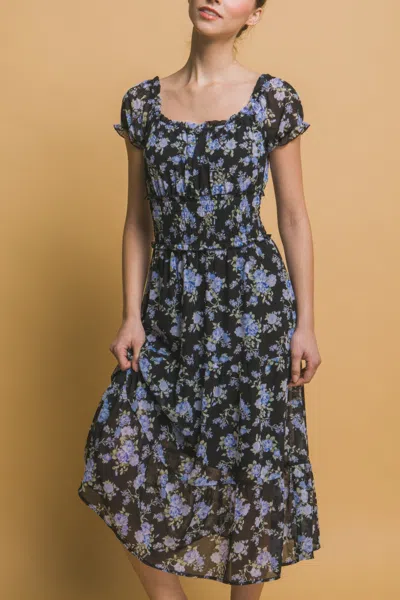 Fashnzfab Short Sleeve Floral Maxi Dress