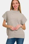 Fashnzfab Short Sleeve Mock Neck Sweater In Multi