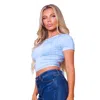 Fashnzfab Short Sleeve Round Neck Crossover Multi Way Tie Top In Blue