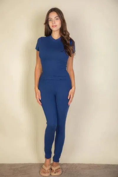 Fashnzfab Short Sleeve Round Neck T Shirt In Blue